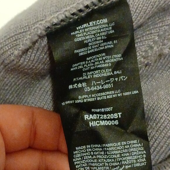 Hurley Grey Icon Staples Beanie Hat OSFM NWT - Picture 8 of 8